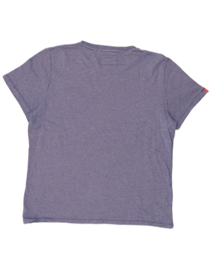 SUPERDRY T-Shirt Homme Top 2XL Bleu Pinstripe Coton