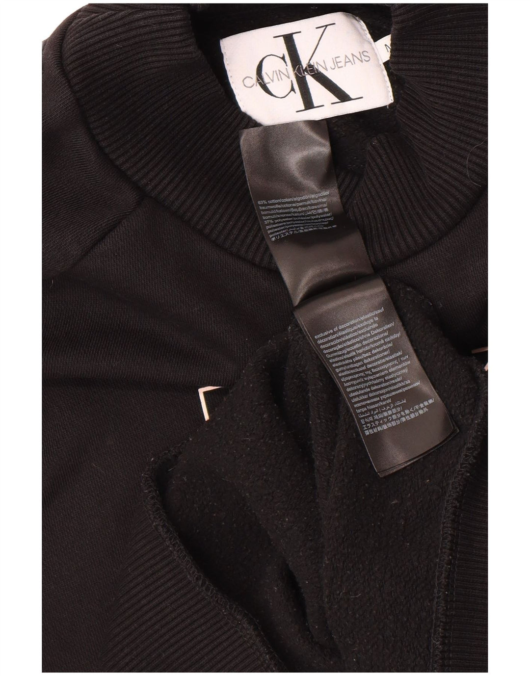 CALVIN KLEIN JEANS Womens Crop Sweatshirt Jumper UK 14 Medium Black