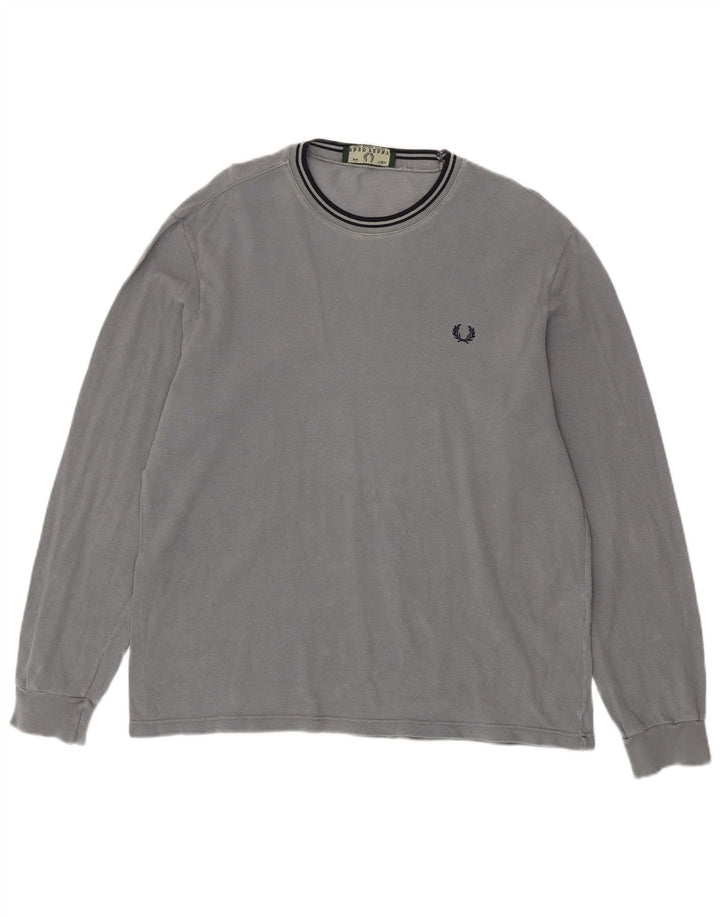 FRED PERRY Top Manches Longues Homme Gris Moyen Coton