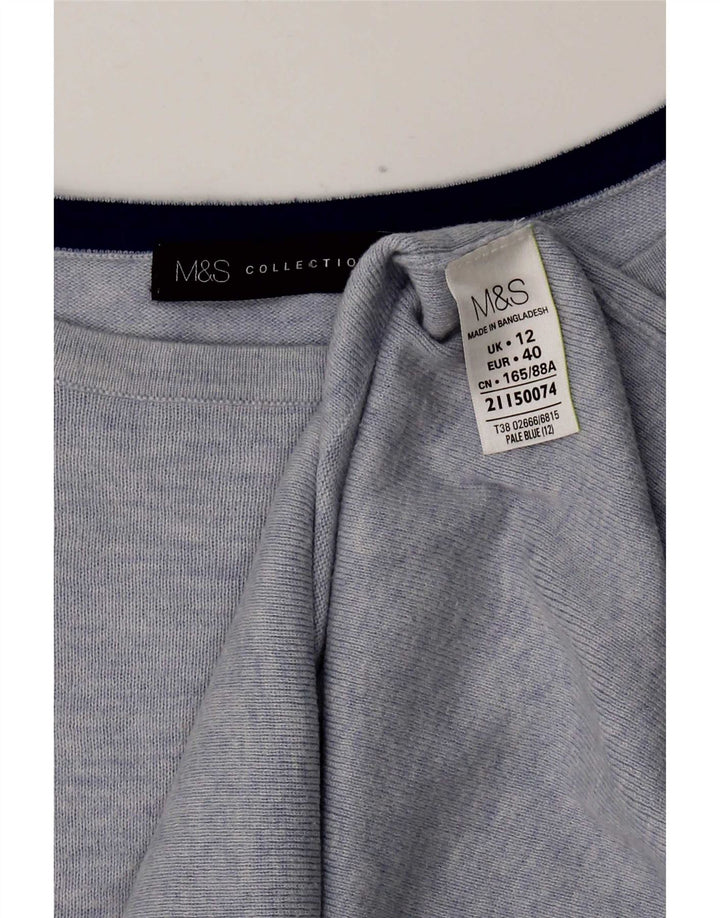 Marks & Spencer Haut à manches longues pour femme UK 12 Bleu moyen Coton