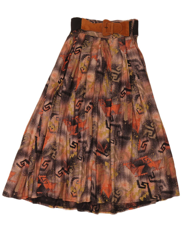 vintage Femmes Maxi Taille Haute Jupe Évasée W28 Medium Brown Patchwork