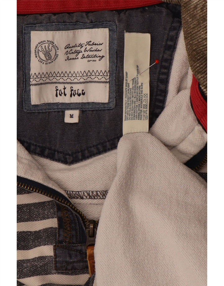FAT FACE Sweat-Shirt Col Zippé Homme Gris Moyen Rayé Coton