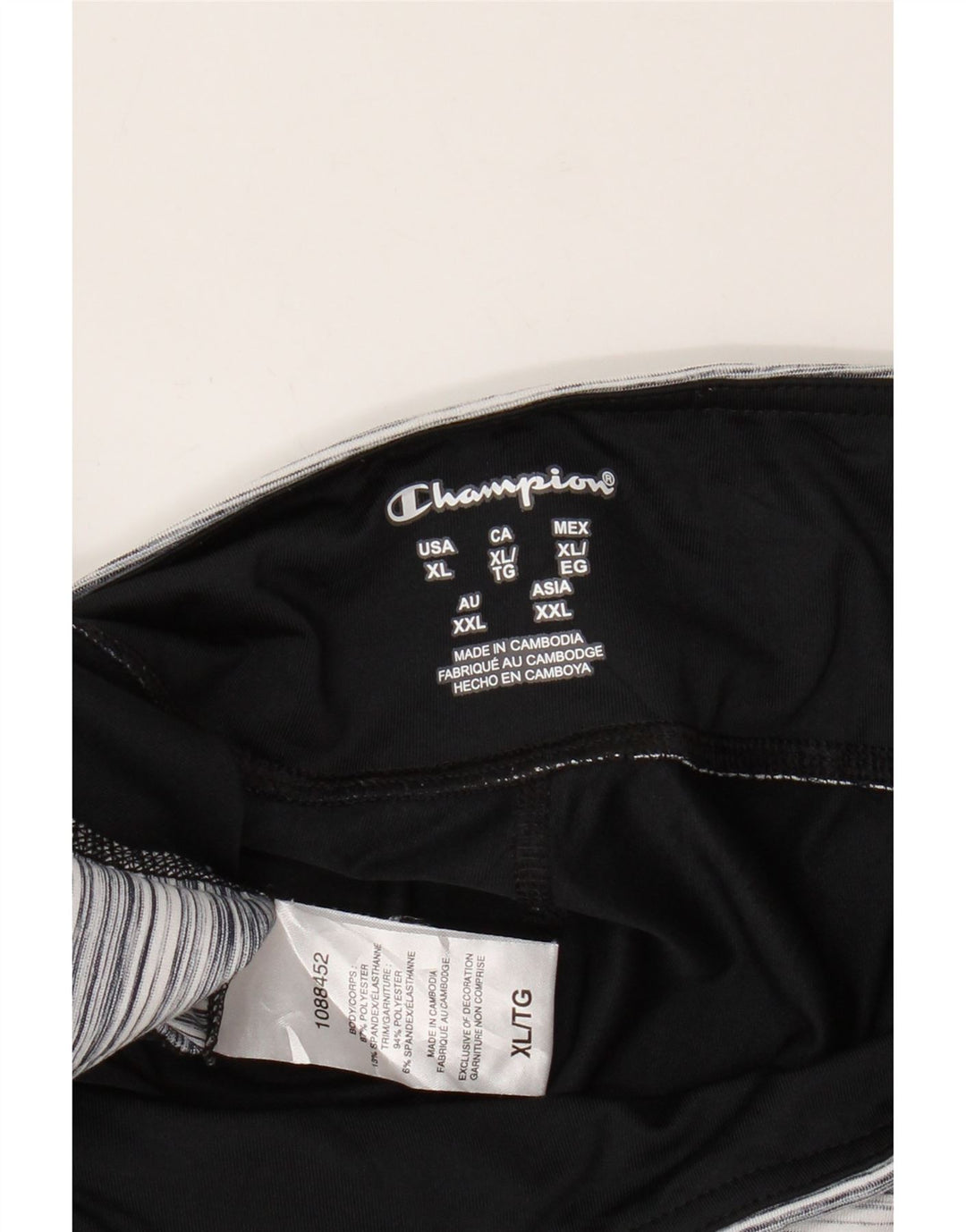 Champion Leggings Capri Femme UK 18 XL Noir Rayé Polyester