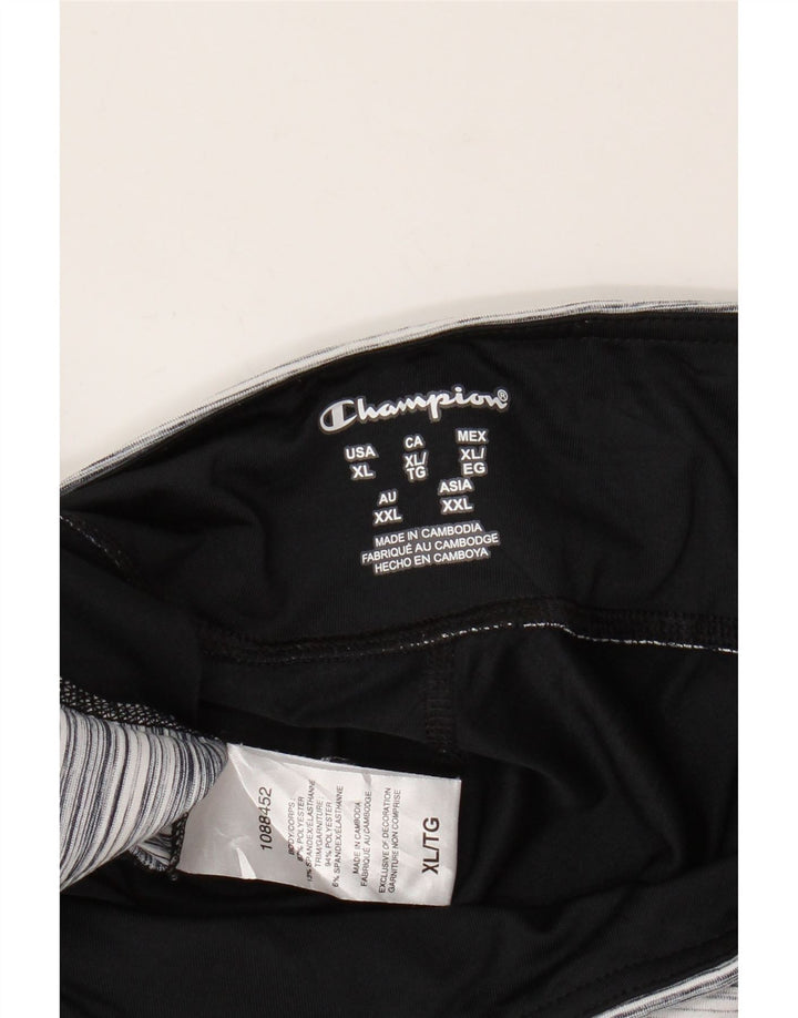 Champion Leggings Capri Femme UK 18 XL Noir Rayé Polyester