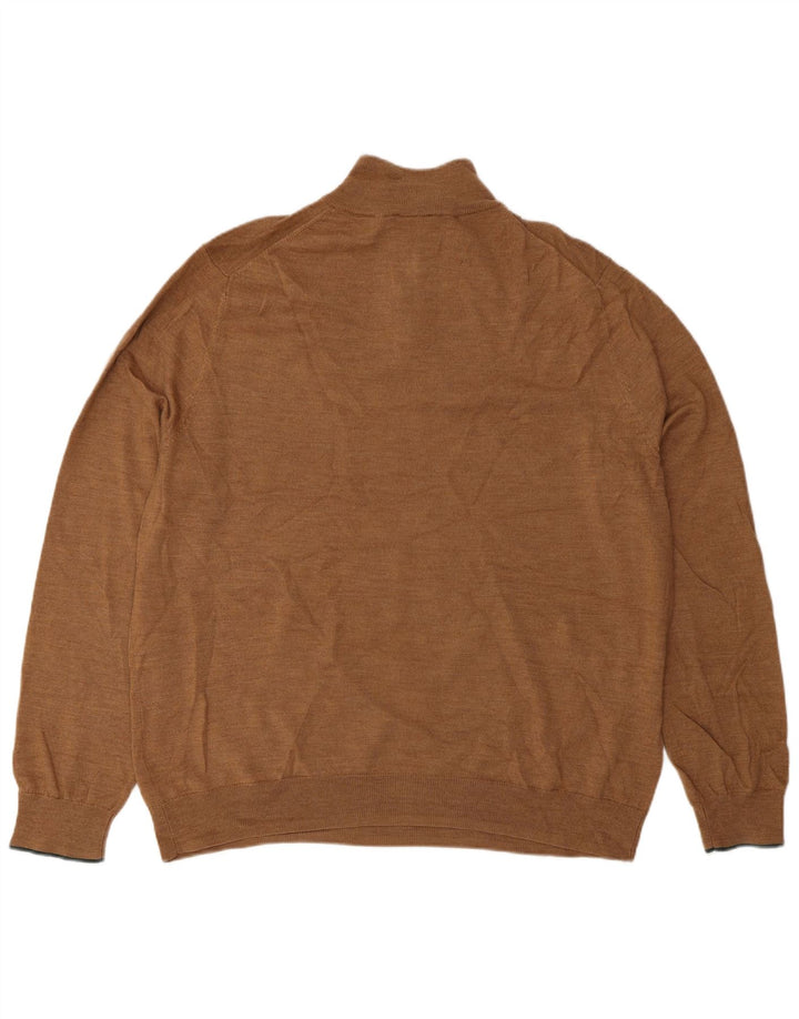 Pull White Stuff Homme Col Zippé 2XL Laine Marron