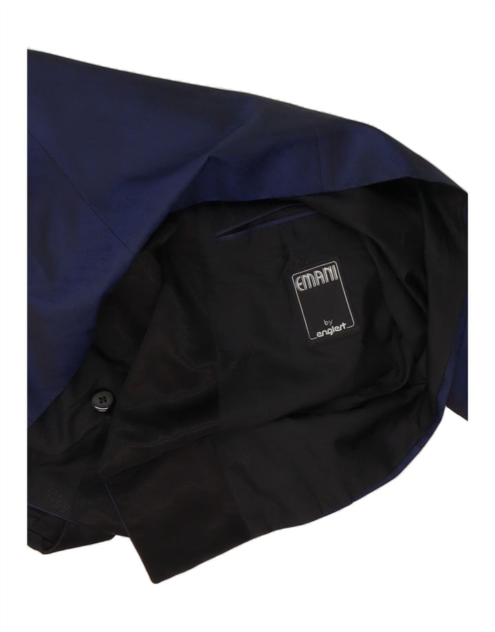 EMANI Womens Double Breasted Blazer Jacket UK 14 Medium Navy Blue Vintage Emani and Second-Hand Emani from Messina Hembry 