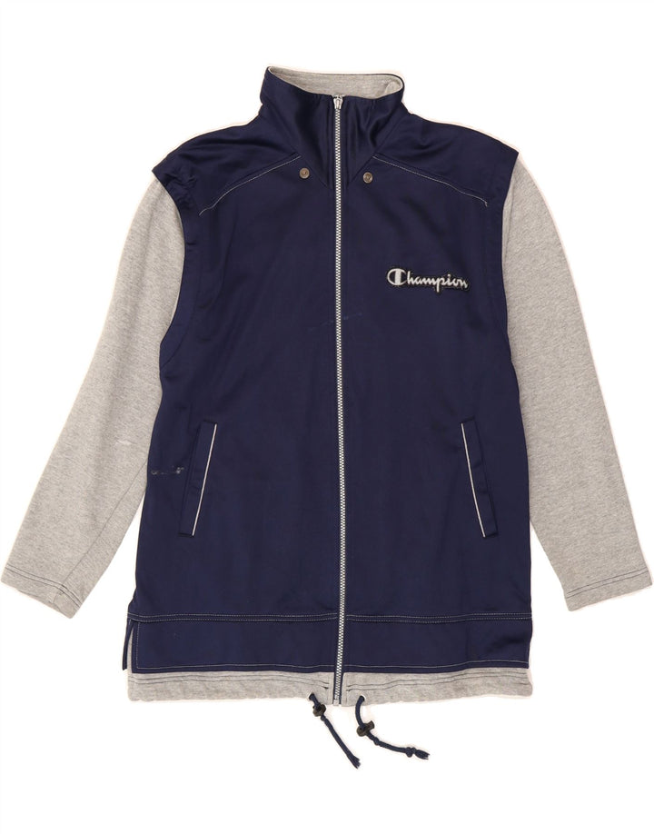 CHAMPION Boys Bomber Jacket 13-14 Years Navy Blue Colourblock Polyester Vintage Champion and Second-Hand Champion from Messina Hembry 