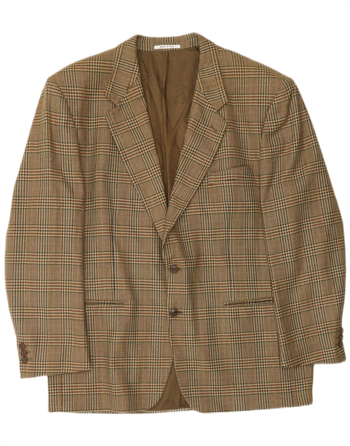 vintage Mens 2 Bouton Blazer Veste UK 40 Grand Pied-de-poule Beige