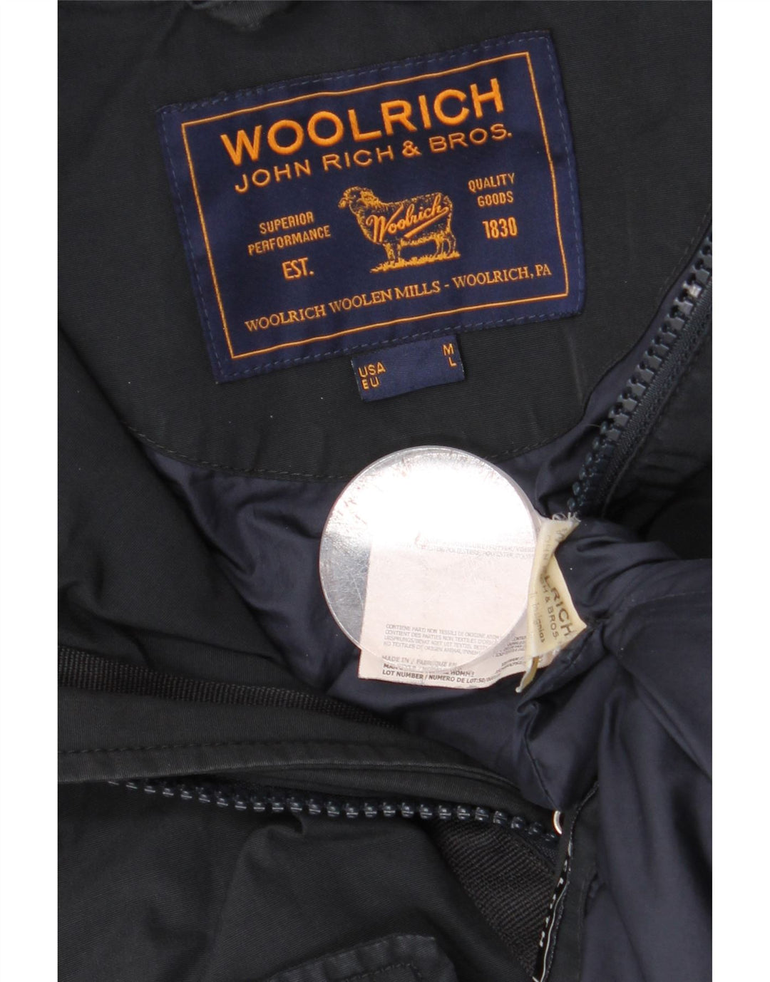 WOOLRICH Parka à capuche pour homme UK 40 Large Bleu marine en coton