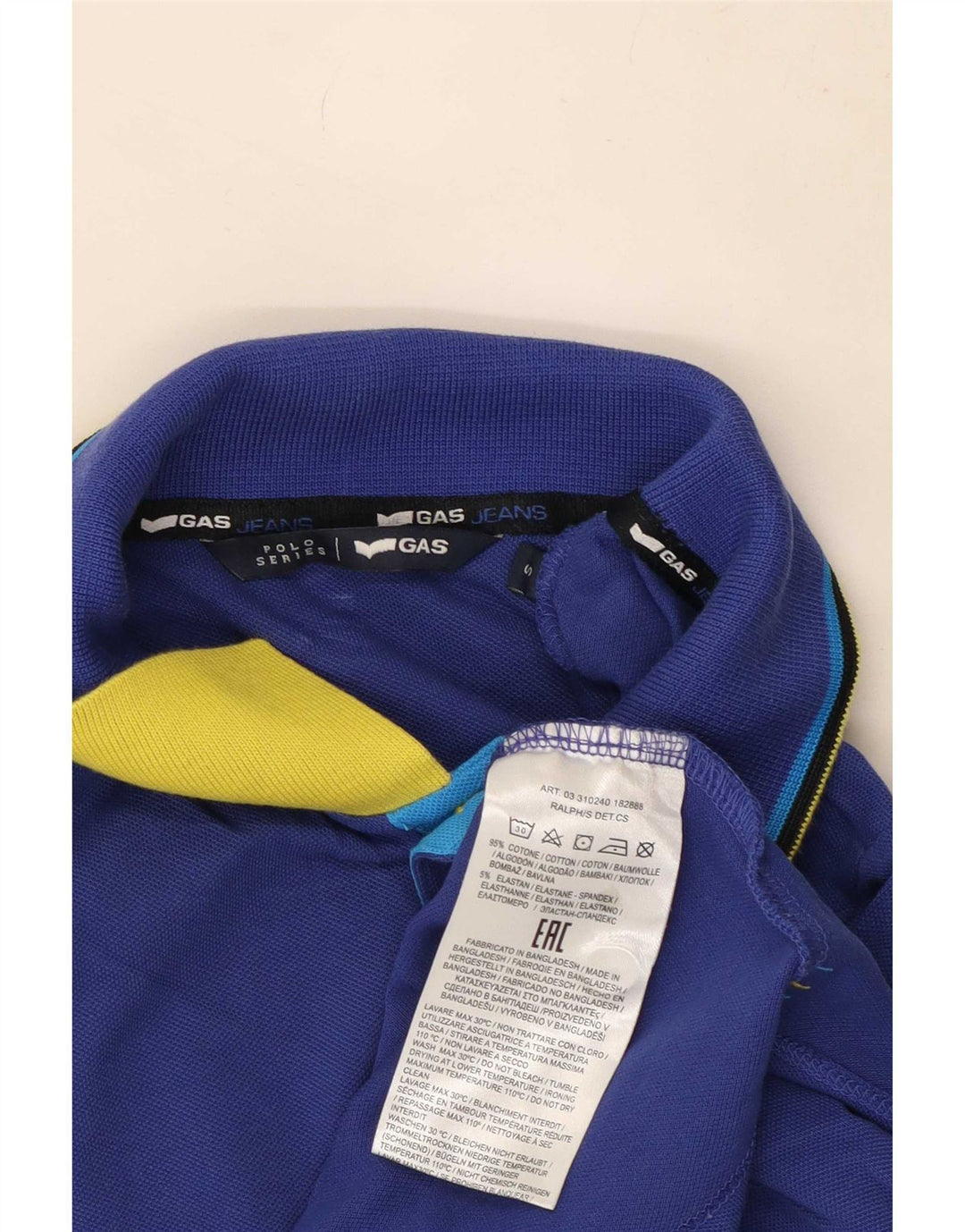 Gas Polo Homme Petit Bleu Rayé Coton