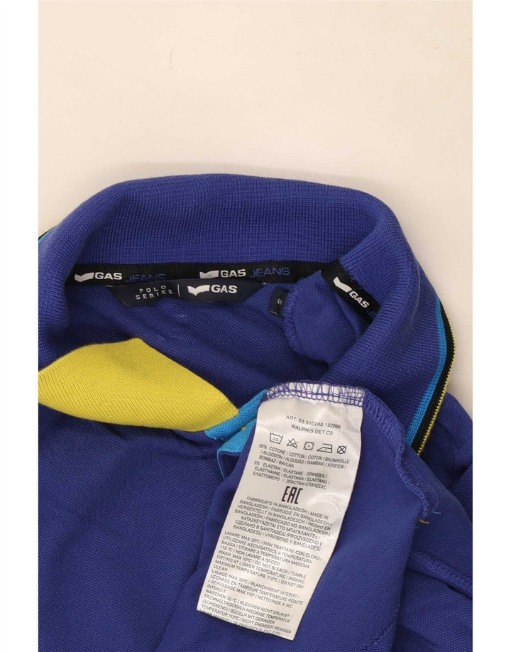 Gas Polo Homme Petit Bleu Rayé Coton