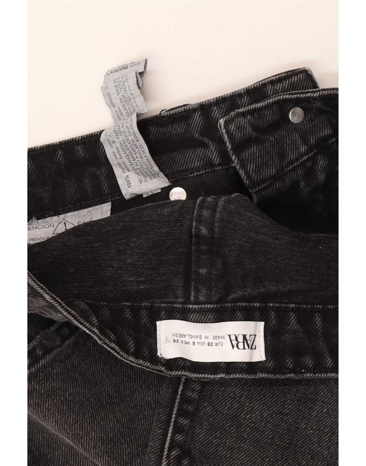 Zara Short en jean vieilli pour femme EU 38 Petit W28 Coton noir