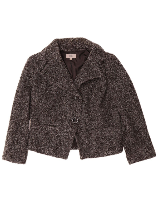 Marks & Spencer Veste blazer à 2 boutons pour femme UK 14 Grande laine mouchetée grise
