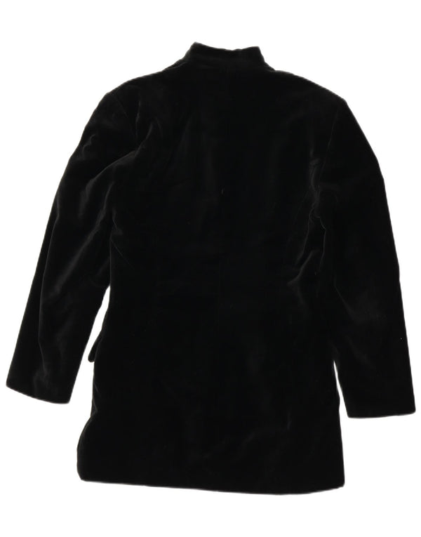 vintage Femme Velours 4 Bouton Blazer Veste UK 12 Moyen Noir Coton