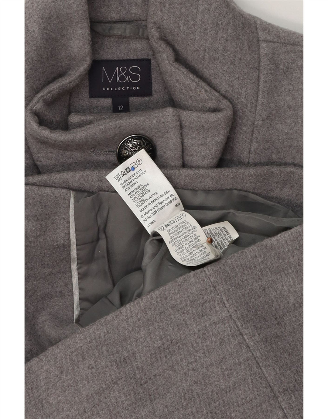 Marks & Spencer Veste militaire pour femme UK 12 Gris moyen Polyester