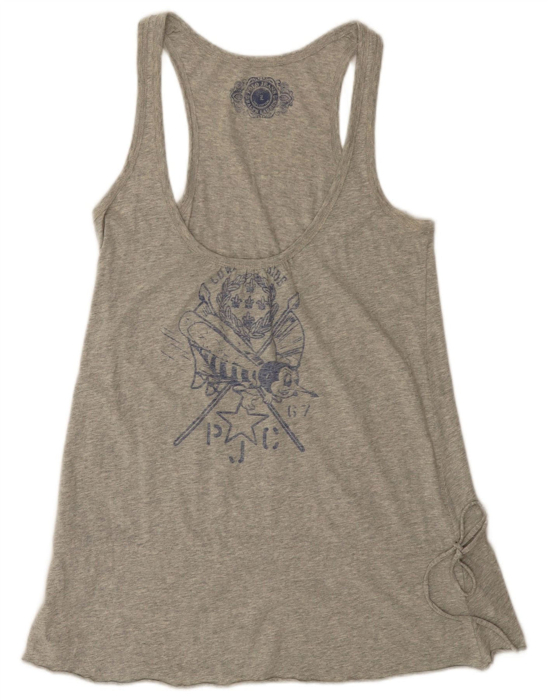 POLO RALPH LAUREN Débardeur graphique pour femme UK 14 Grand coton gris