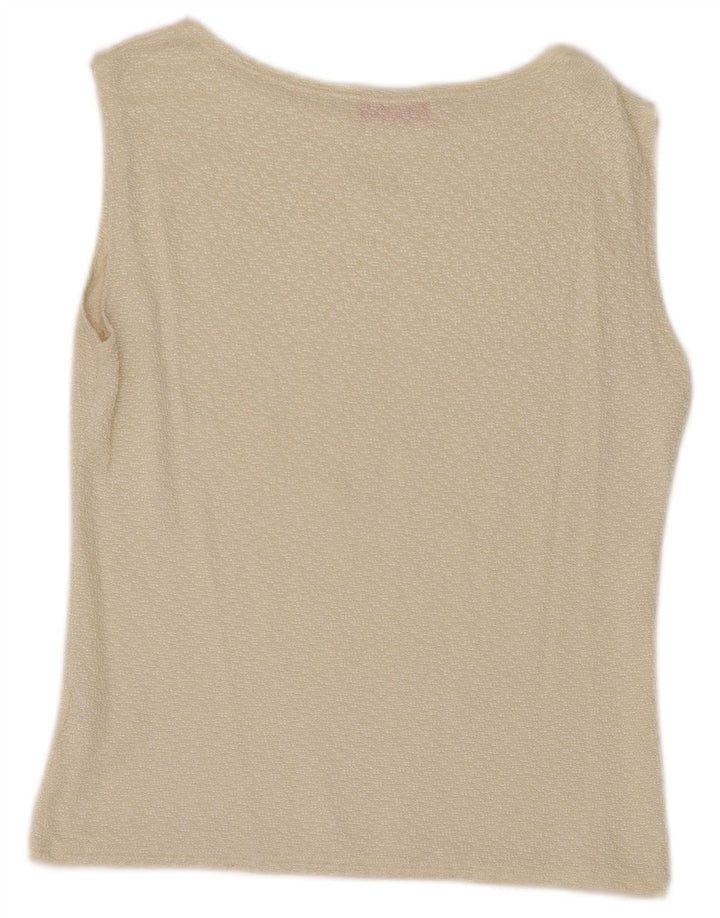 EMANUEL UNGARO Chemisier sans manches pour femme UK 12 Medium Off White