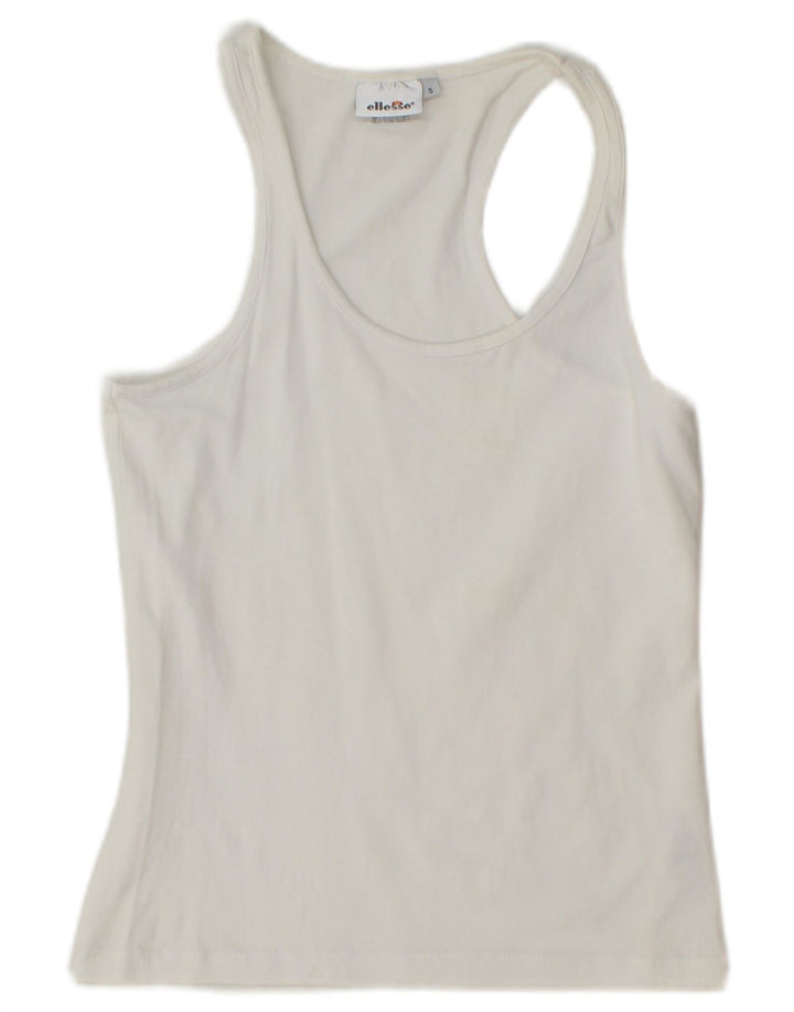 ELLESSE Womens Vest Top UK 8 Small White Cotton