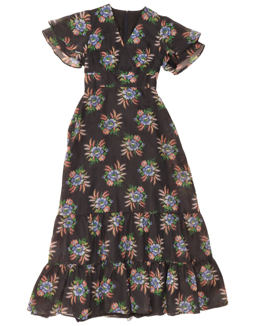 Diolen Robe Maxi Femme EU 42 Grand Noir Floral Polyester
