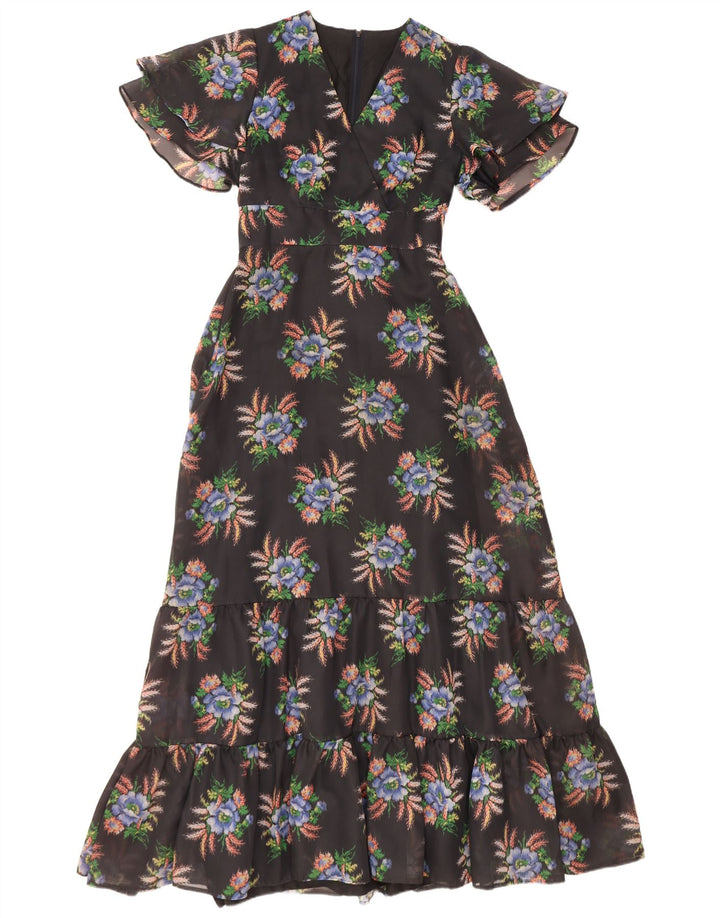 Diolen Robe Maxi Femme EU 42 Grand Noir Floral Polyester