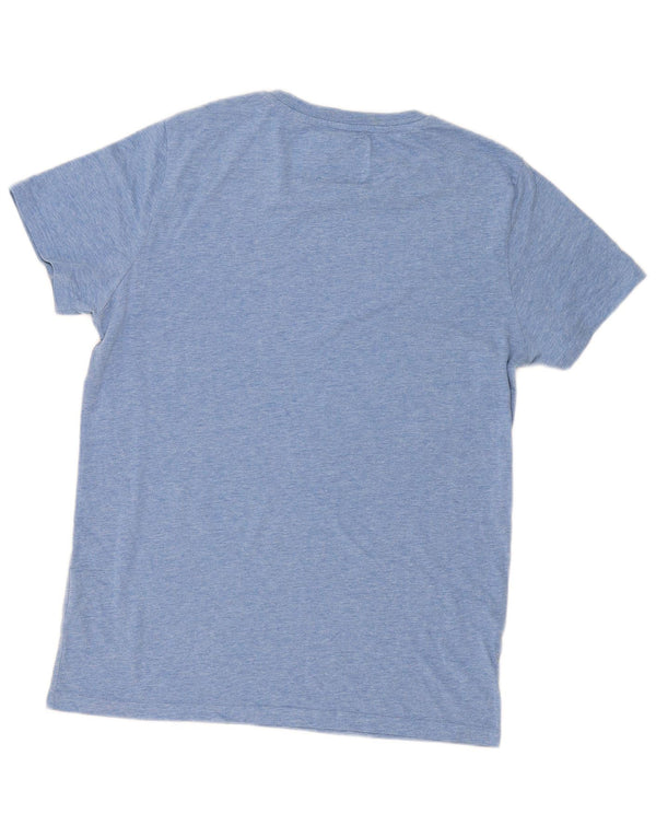 Superdry Homme T-Shirt Top Large Bleu Moucheté Coton