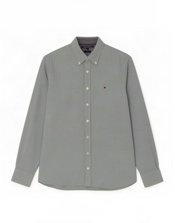 Tommy Hilfiger Chemise Custom Fit Homme Vert Moyen Coton