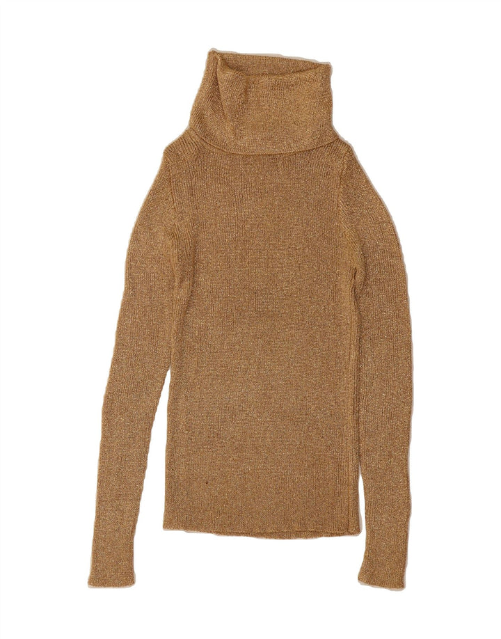C & A Womens Roll Neck Jumper Sweater IT 44 Medium Gold Flecked Viscose Vintage C & A and Second-Hand C & A from Messina Hembry 