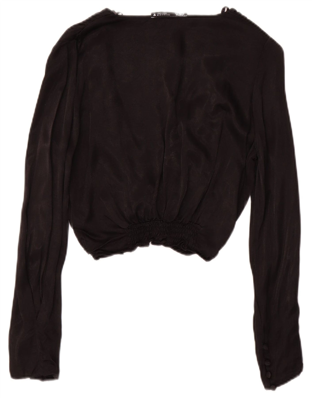 Zara Haut court à manches longues pour femme UK 10 Petit Noir