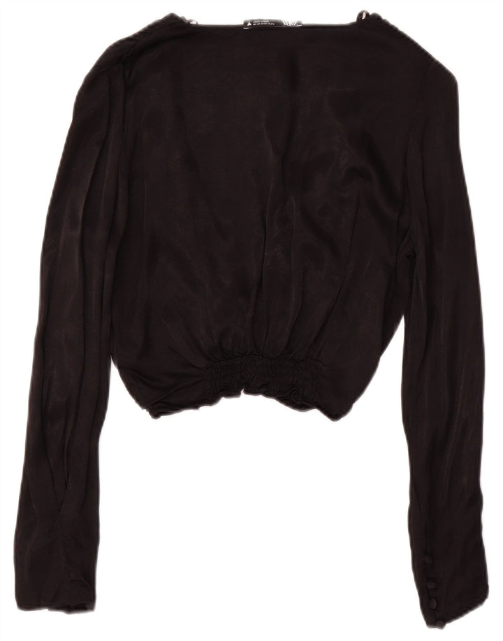 Zara Haut court à manches longues pour femme UK 10 Petit Noir