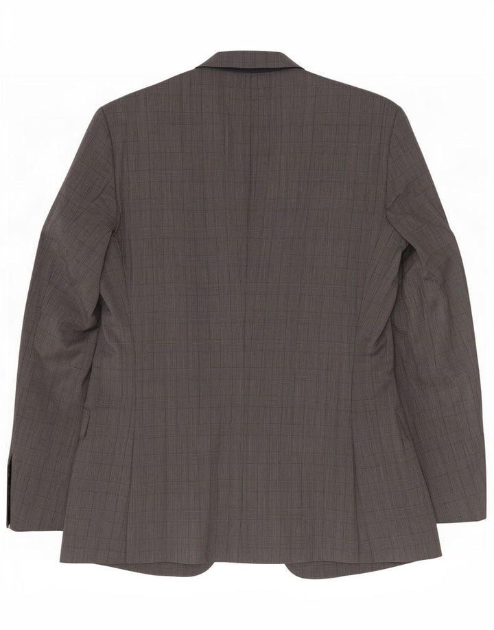 Hugo Boss Veste blazer à 2 boutons pour homme EU 48 Gris moyen à carreaux en laine vierge