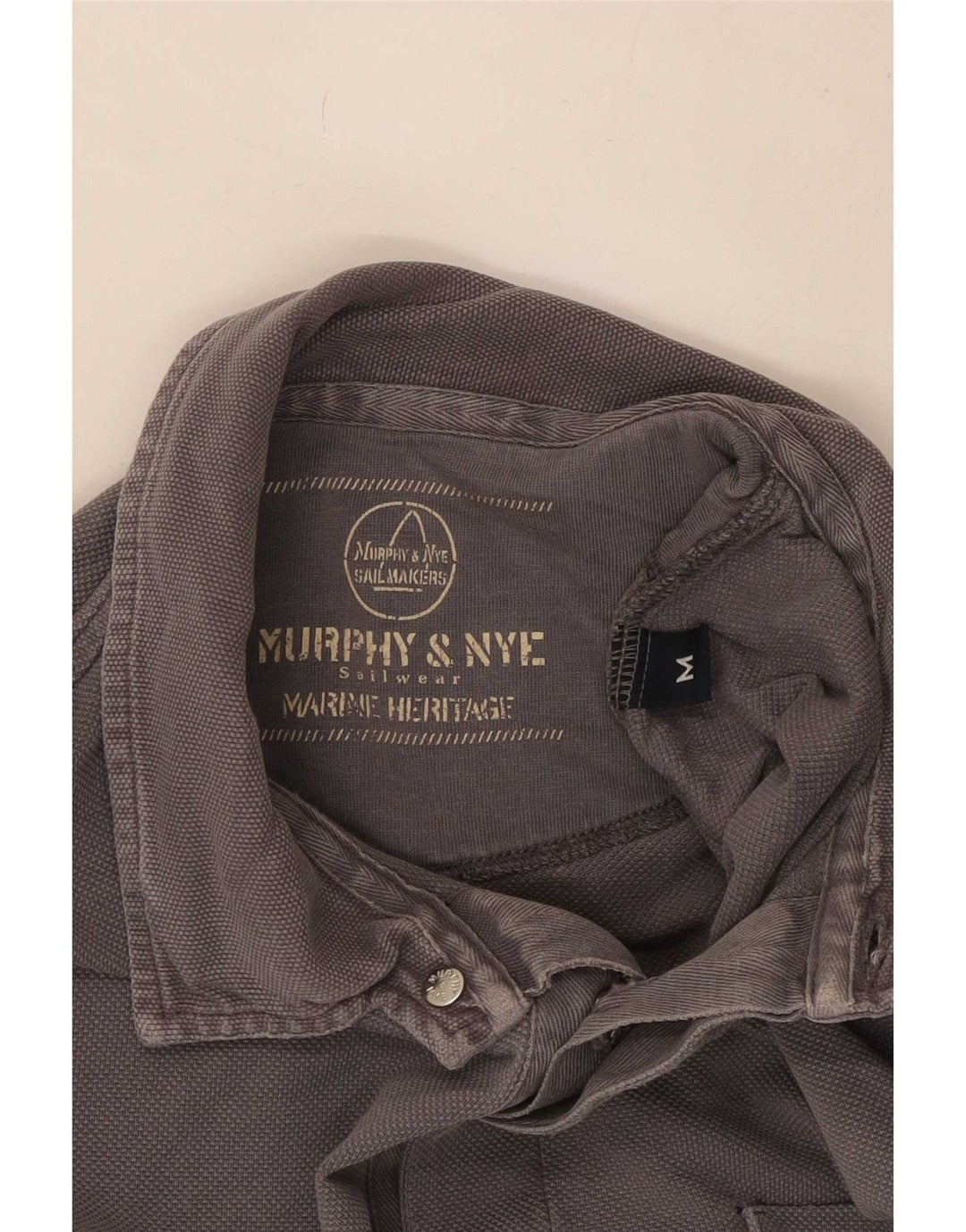 Murphy & Nye Polo Sailmakers à manches longues pour homme, coupe ample, gris moyen