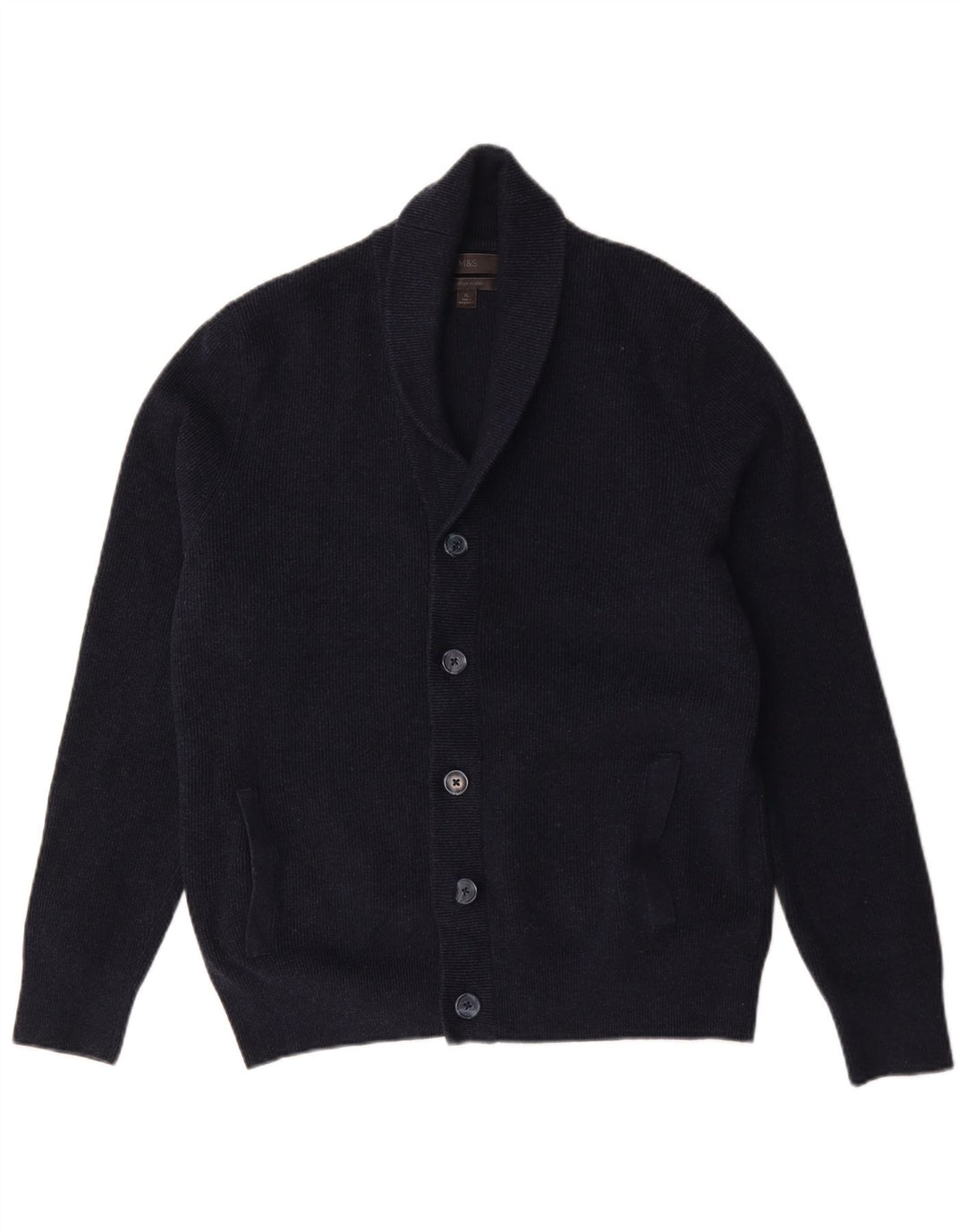 Marks & Spencer Pull Cardigan Homme XL Bleu Marine Coton