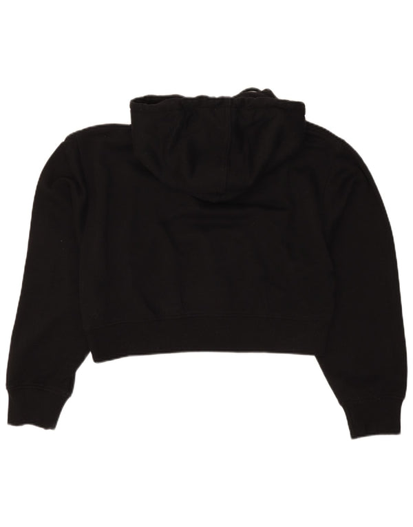 Zara Femmes Crop Hoodie Jumper UK 14 Moyen Noir Polyester