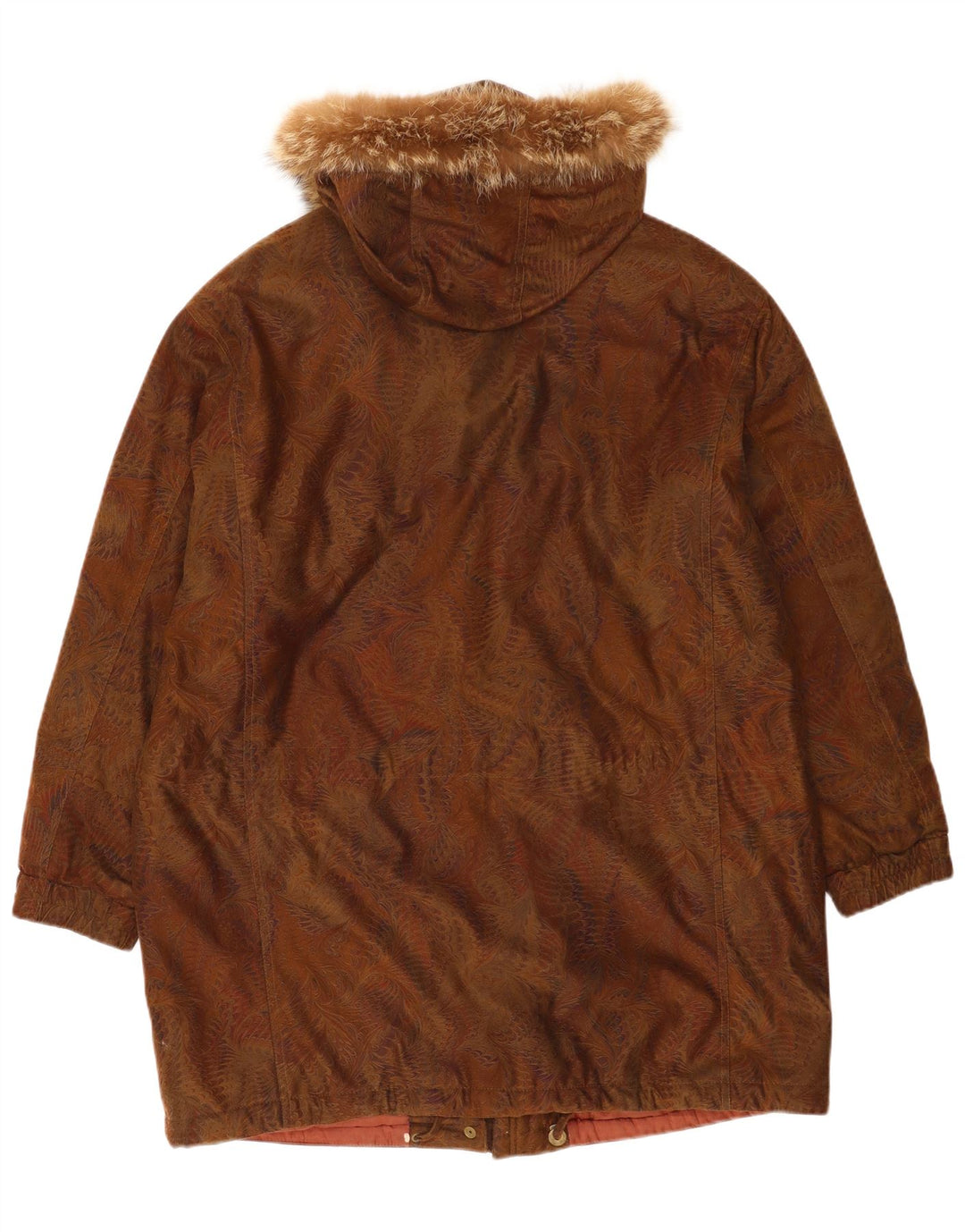 vintage Femmes À Capuchon Surdimensionné Coupe-Vent Manteau EU 42 Grand Brun