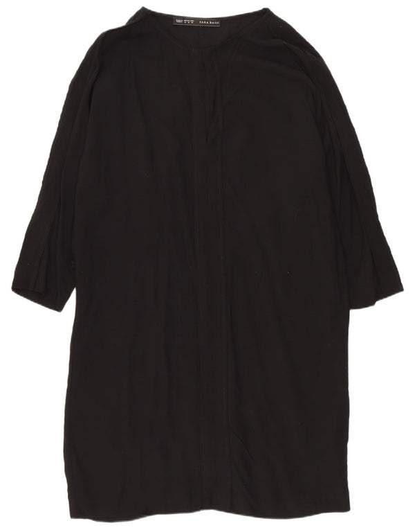 Zara Robe droite à manches 3/4 pour femme UK 14 Viscose noir moyen