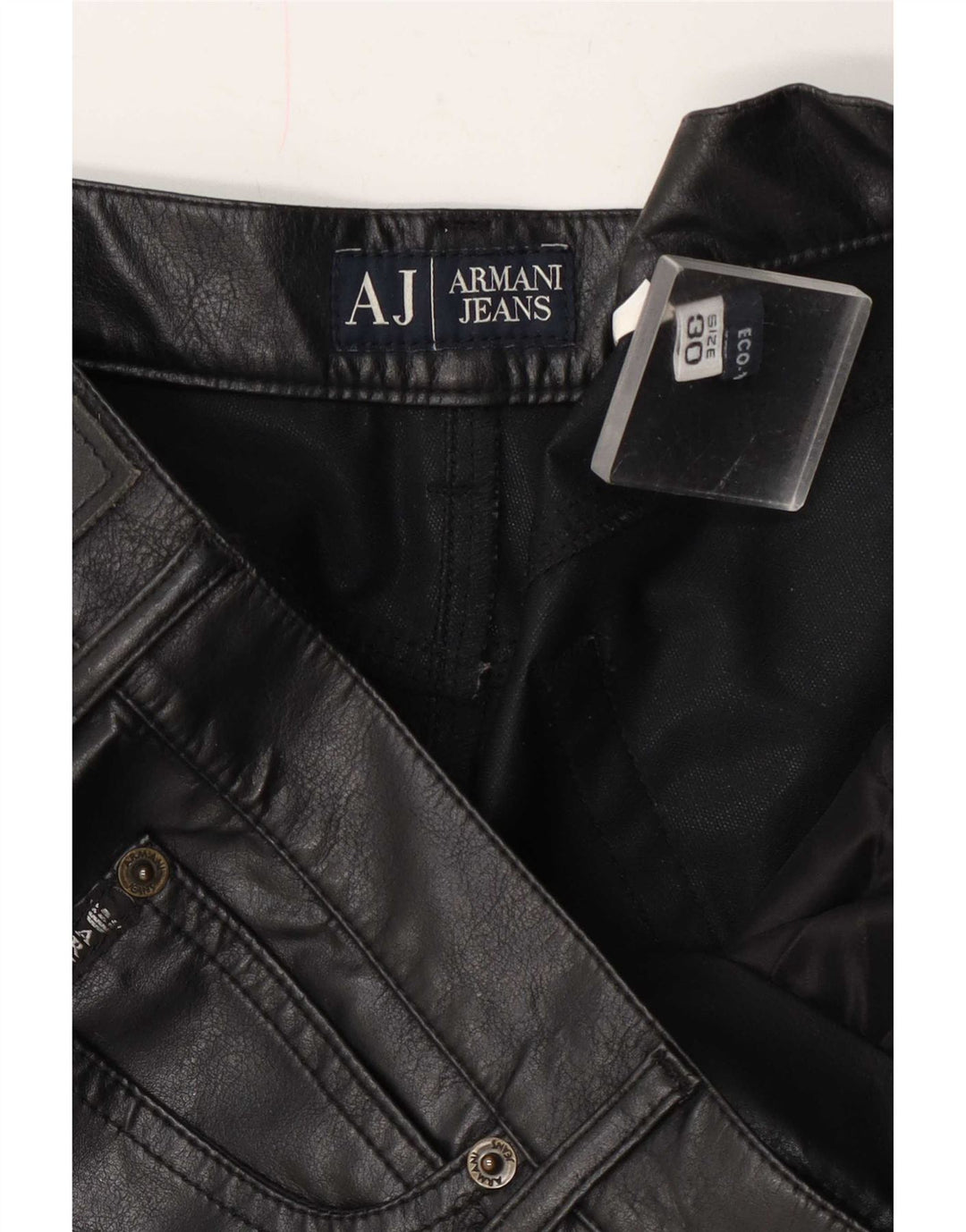 Armani Pantalon en cuir pour femme W30 L35 Noir