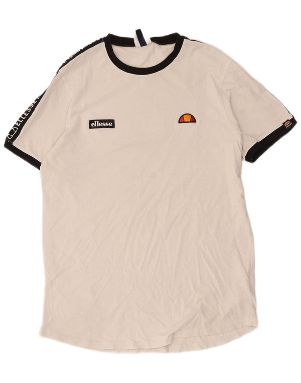 Ellesse T-shirt graphique pour homme en coton color block blanc cassé