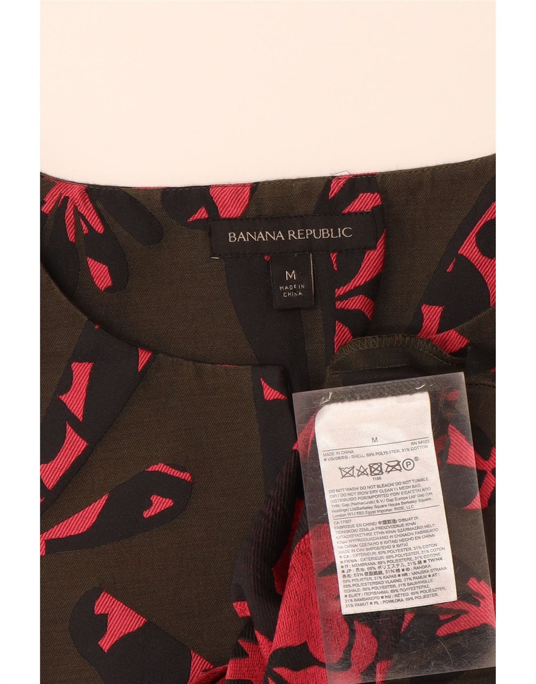 BANANA REPUBLIC Chemisier à motif abstrait pour femme UK 44 Kaki moyen