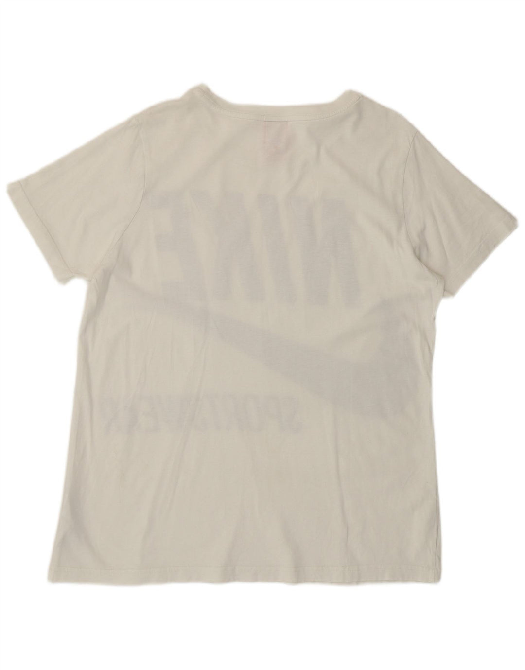 Nike T-shirt graphique pour femme UK 16 Large Blanc cassé en coton