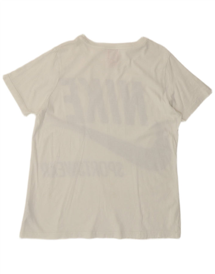 Nike T-shirt graphique pour femme UK 16 Large Blanc cassé en coton