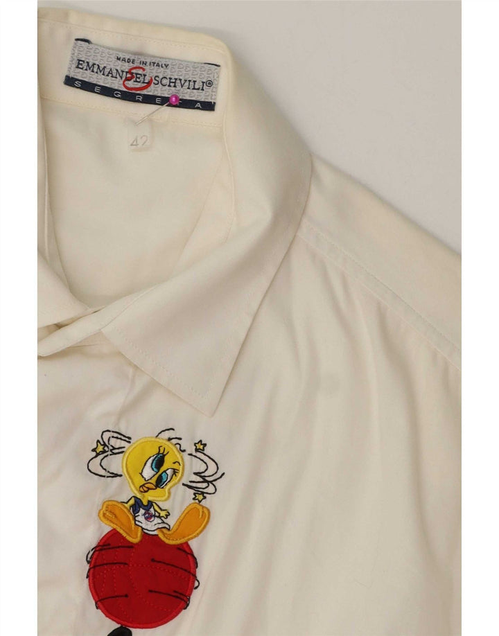 Emmanuel Schvili Chemise graphique Warner Bros pour femme IT 42 Medium Blanc Floral