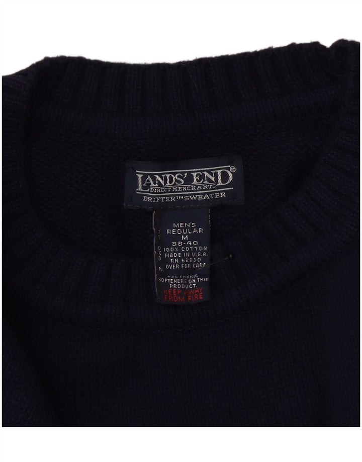 Lands End Pull col rond homme en laine bleu marine moyen