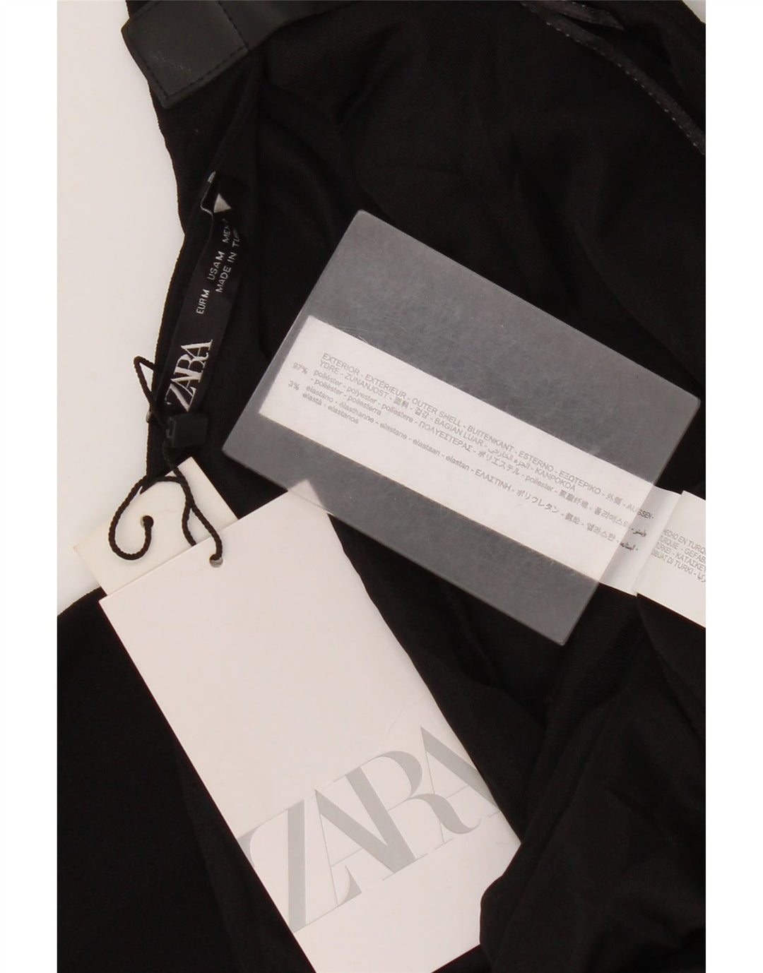 Zara Robe fourreau à manches longues pour femme UK 12 Polyester noir moyen