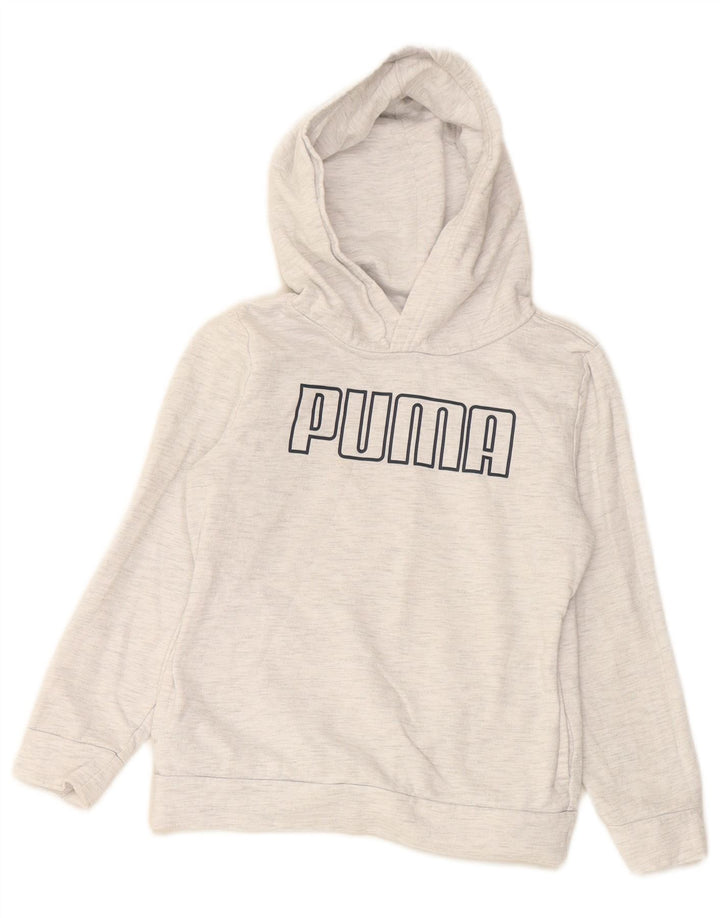 PUMA Pull à capuche graphique pour fille 6-7 ans Gris Coton