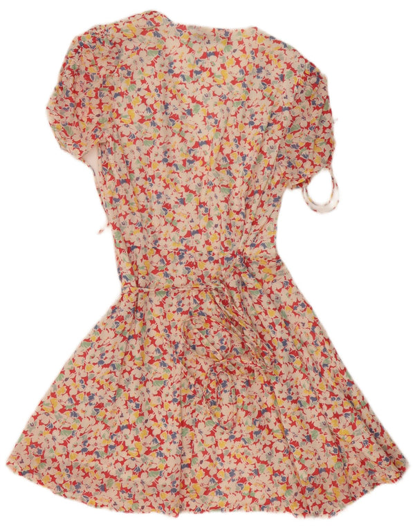 POLO RALPH LAUREN Robe portefeuille surdimensionnée pour femme US 2 XS Coton floral rouge