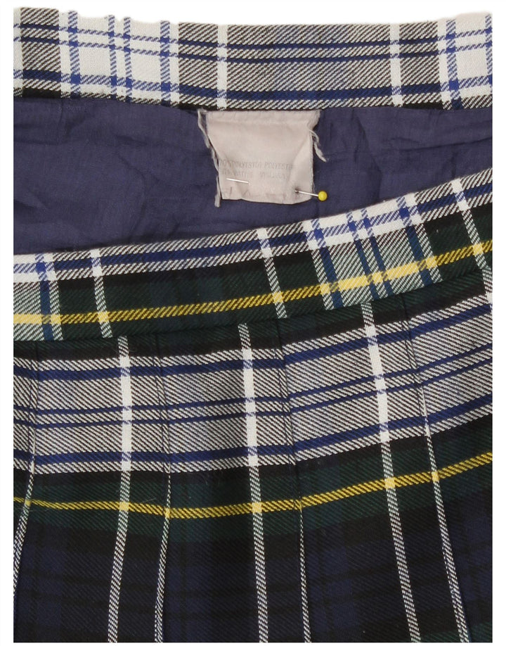 vintage Womens Knife Jupe plissée W28 Moyen Bleu Marine Plaid Polyester