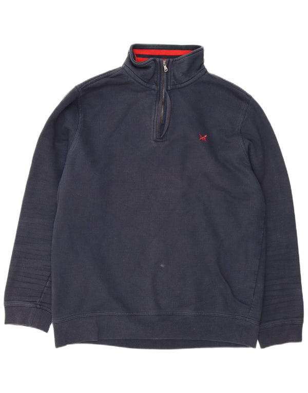 Crew Clothing Sweat-shirt col zippé pour homme XL en coton bleu marine