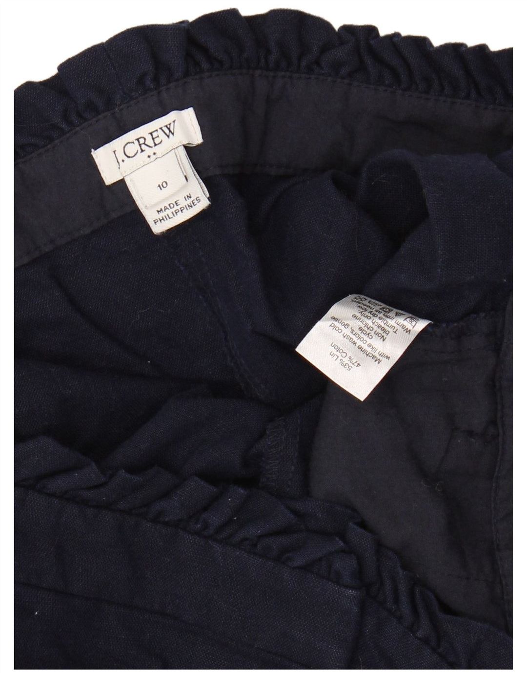 J. CREW Short Chino Taille Haute Femme US 10 Large W30 Lin Bleu Marine