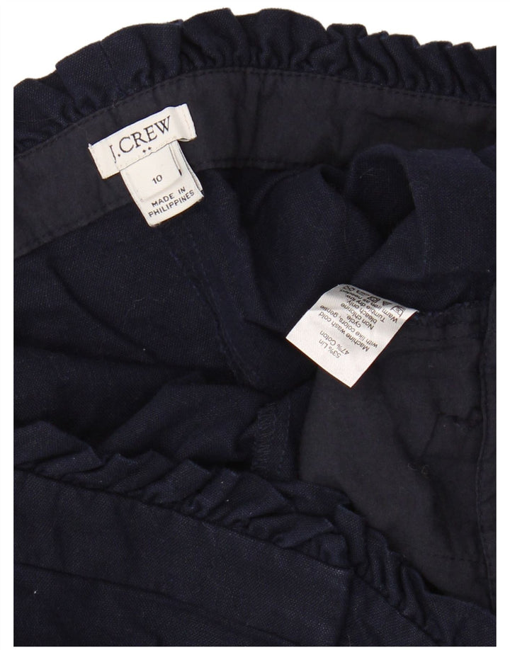 J. CREW Short Chino Taille Haute Femme US 10 Large W30 Lin Bleu Marine