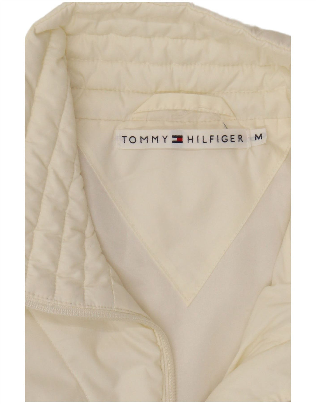 TOMMY HILFIGER Womens Padded Gilet UK 14 Medium Off White Polyester